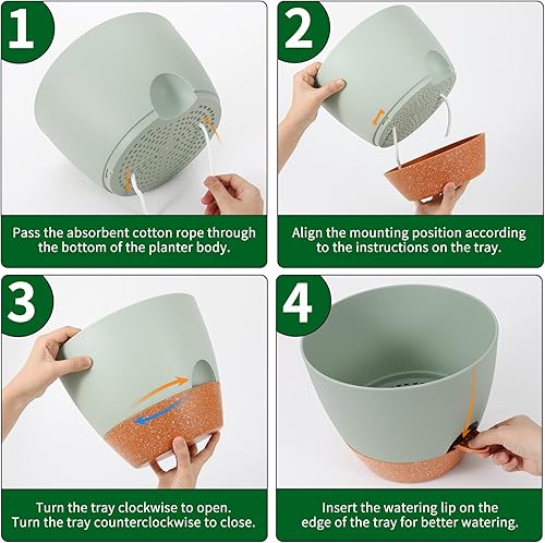 Miniatura 3 de GARDIFE Macetas de 10 pulgadas, macetas de riego automático, paquete de 2 macetas, macetas grandes de plástico con depósito profundo y agujeros de