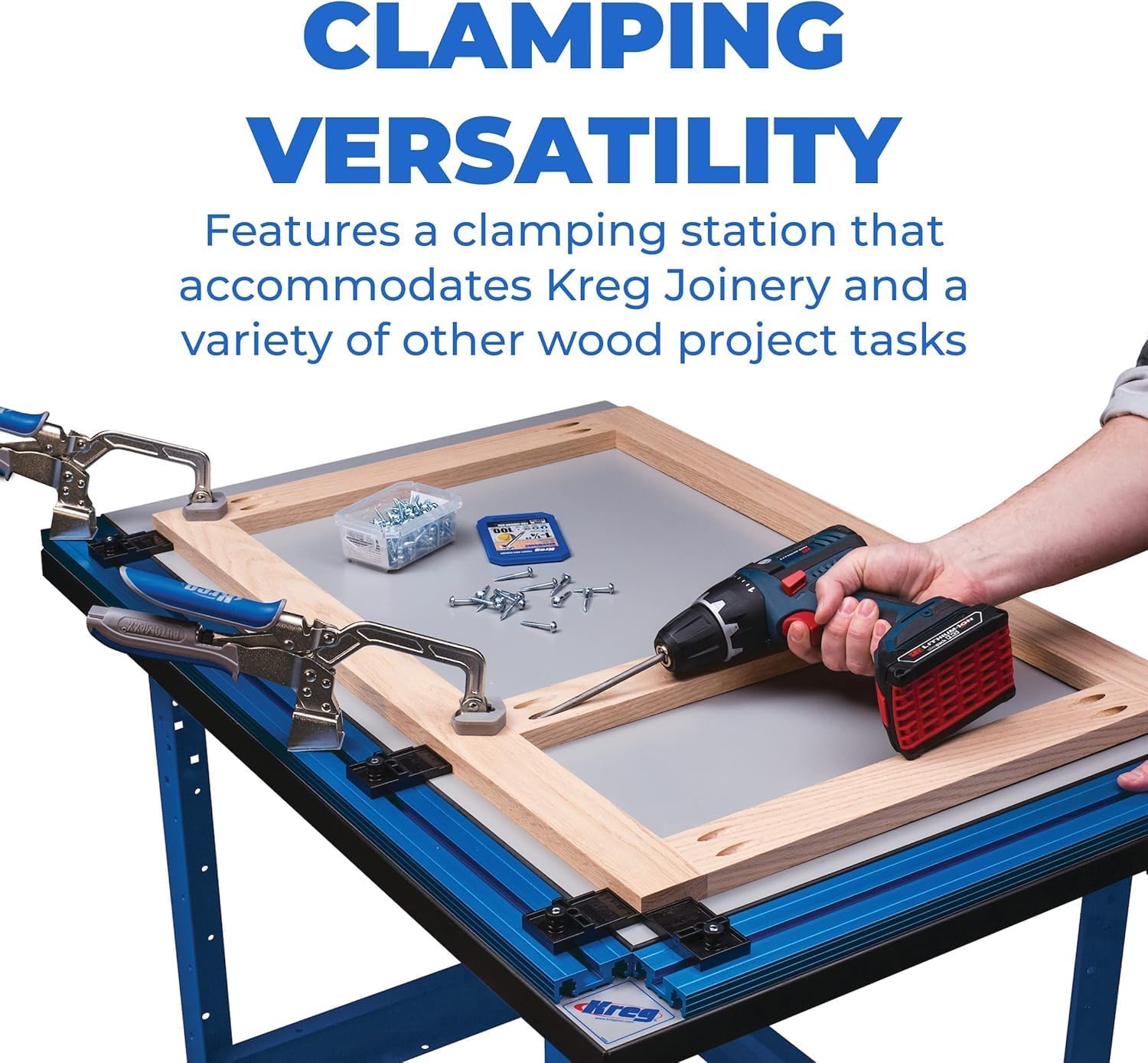 Kreg Automaxx Clamp Table - With Automaxx - 24" x 36" - Integrated Bench Top Clamping System - Woodworking Assembly and Workholding Table - KCT