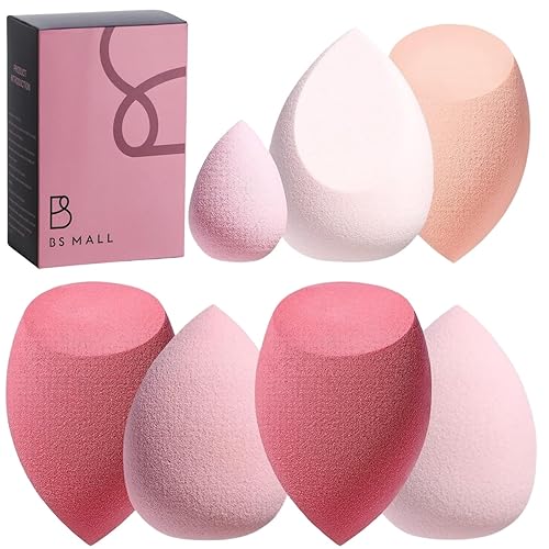 Vista 28 de BS-MALL - Juego de esponjas de maquillaje, 7 esponjas para líquido, crema y polvo, multicolor con 1 mini esponja de maquillaje rosa (D-amarillo)