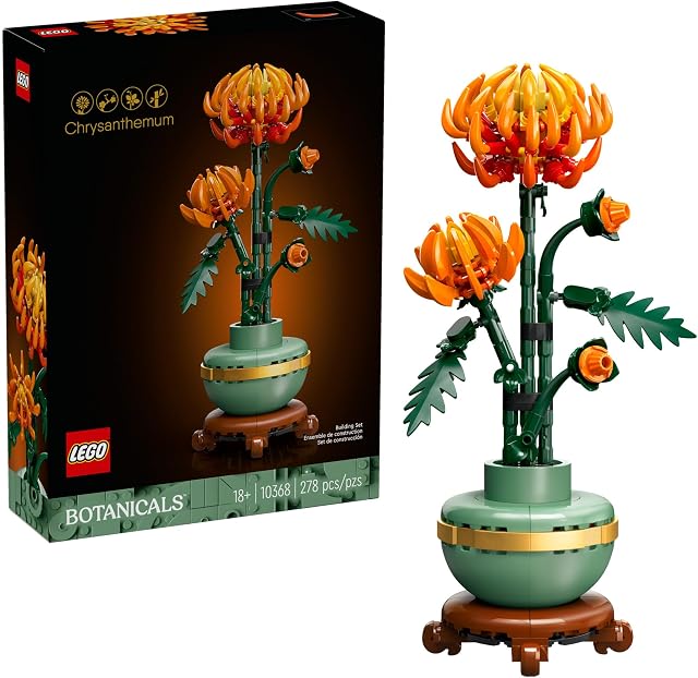 LEGO Botanicals Adult Chrysanthemum Construction Set 18+ - Artificial Flower for Centerpieces and Decoration - Gift for Graduation - 10368