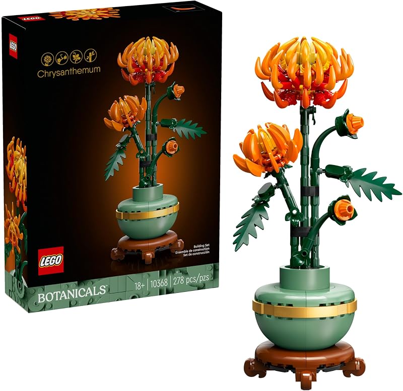 LEGO Botanicals Juego de construcción de crisantemo para adultos a partir de 18 años - Flor artificial para centros de mesa y decoración - Regalo de cumpleaños - 10368