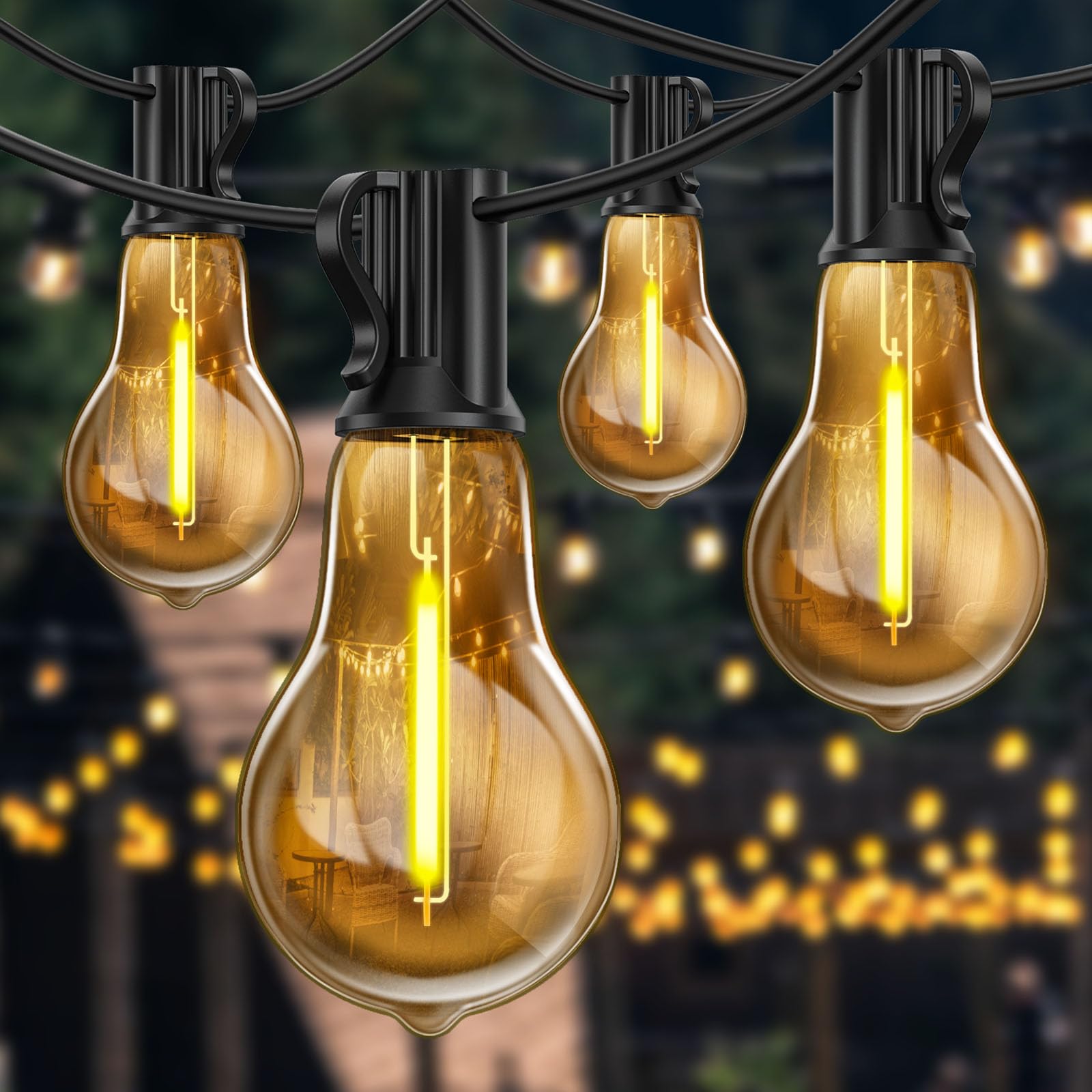 Bestendony Warm White Plug In Garden Lights Outdoor Waterproof 25 Ft Festoon Light Mains Powered Outside String Lights With 12+1 Shatterproof Bulbs Outdoor Hanging Light For Gazebo, Garden, Backyard, Party