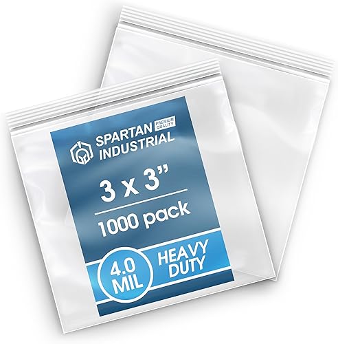 Spartan Industrial - Bolsas de polietileno de plástico transparente con cierre de cremallera de 3 x 3 pulgadas (1000 unidades) de 4 mil de grosor,
