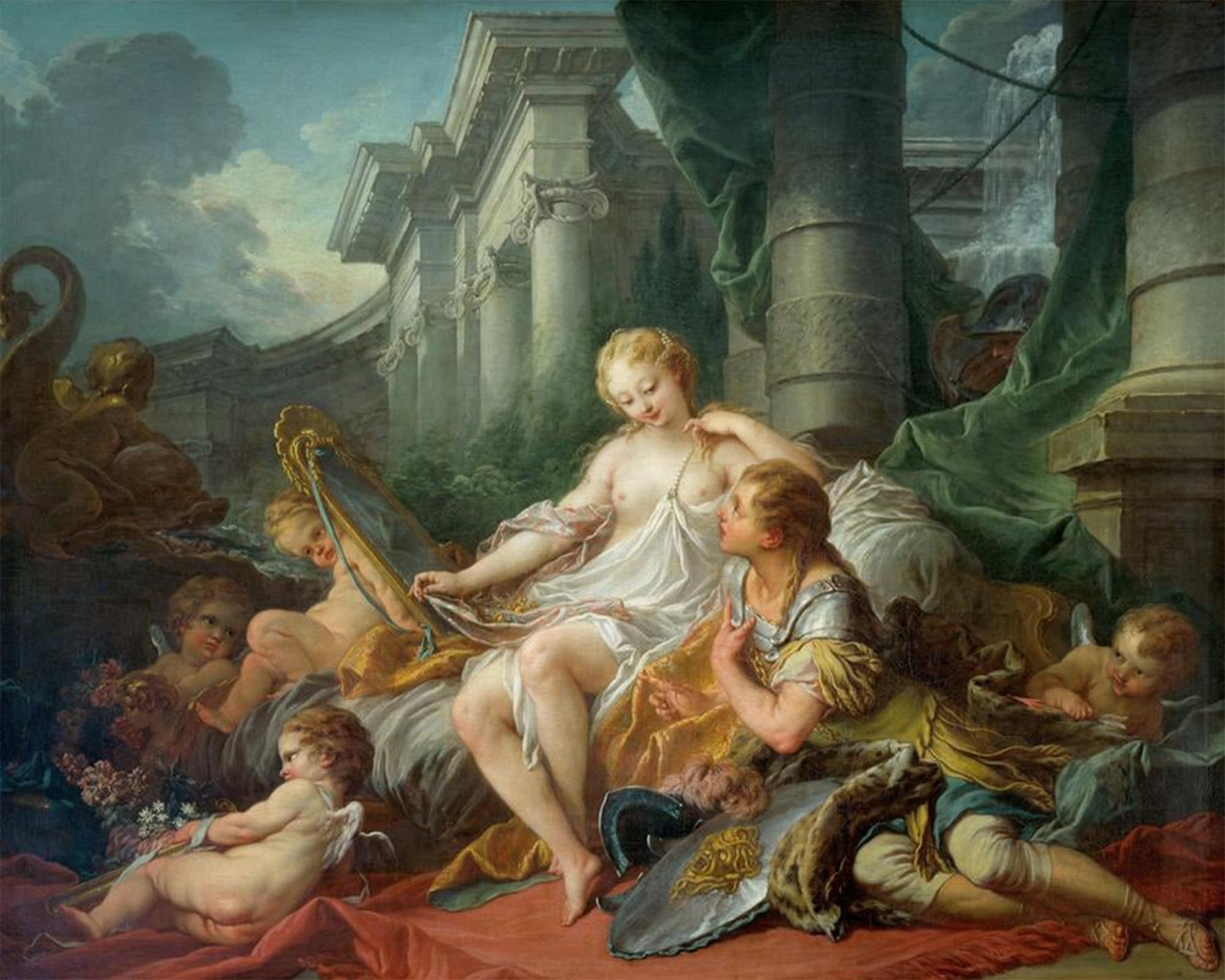 ARTXLXXBN Famous Print Painting Colorful Art Print Rinaud and Armide by François Boucher Canvas Art Decorations for Home Decor 60x90cm
