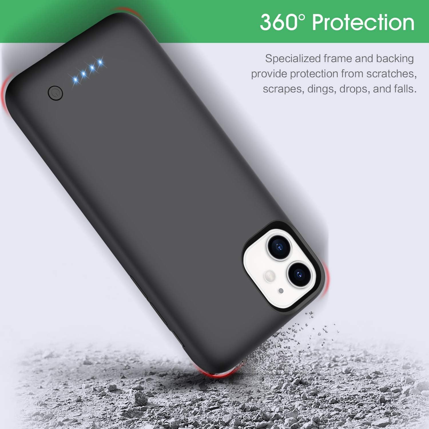 Yacikos Battery Case for iPhone 11,6800mAh Protable Protective Charger Case Rechargeable Slim Extended Battery Pack for Apple iPhone 11 6.1 inch - Black