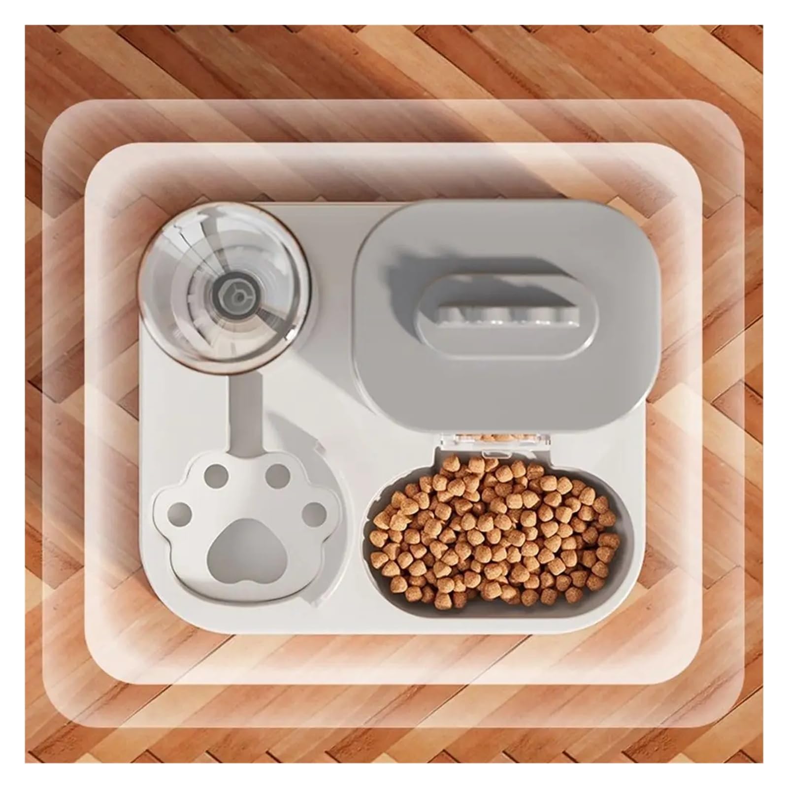 Distributore di acqua e cibo for gatti 2 in 1 grande capacità(Grey)