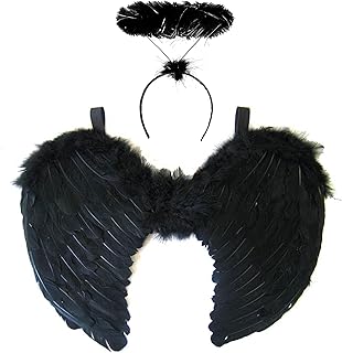 Black Angel Wings And Halo - Black Wings Adult Black Angel C