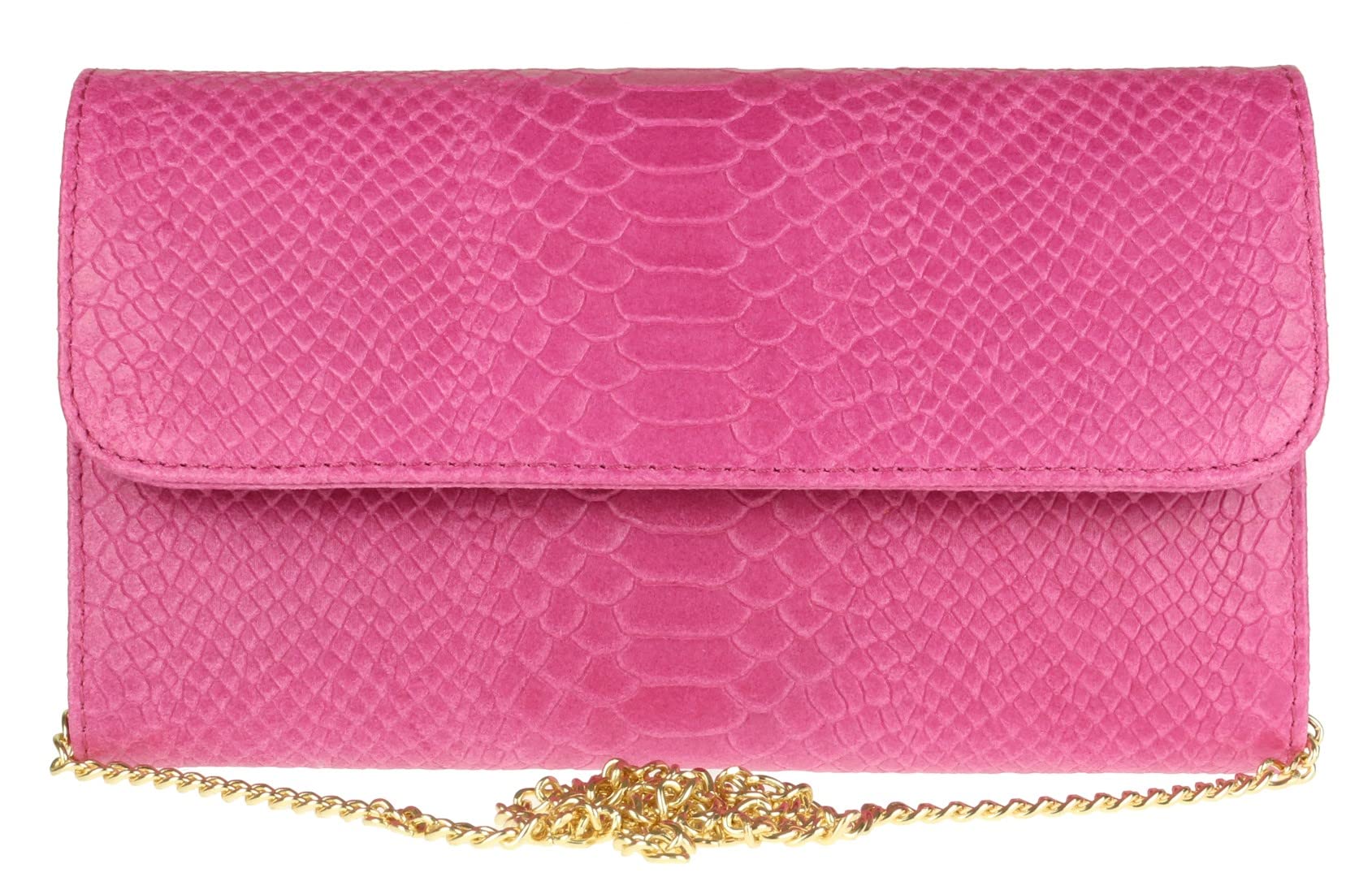 Girly Handbags Bolso Clutch de Piel Italiana con Estampado de Serpiente