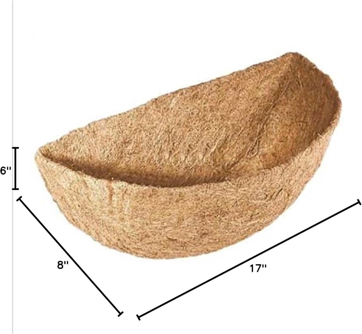 Half-Round Coco Liner for Outdoor Wall Baskets & Planters, 16" (Pack of 2)