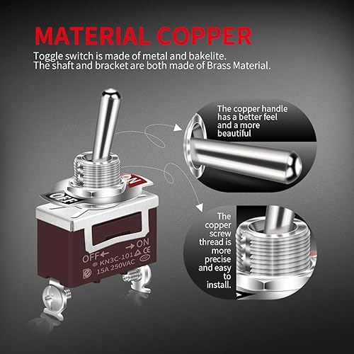 Miniatura 6 de DaierTek Cubierta de seguridad para interruptor de palanca de encendido apagado 2 pines color rojo interruptor basculante cubierto de aviones 20 A