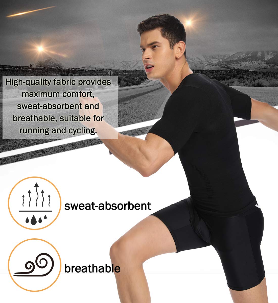 SLIMBELLE® Débardeur Gainant T-Shirt Amincissant pour Hommes Minceur Body Shaper sous-Vêtements - Maillot de Corps Compression pour Perdre du Poids Ventre Plat