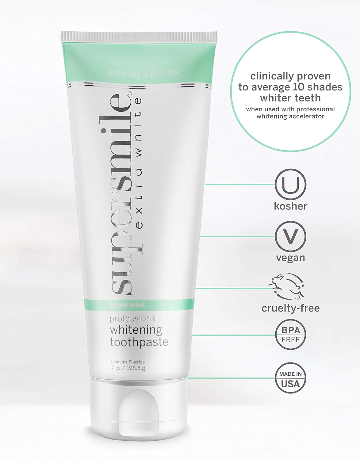 Black Friday - 80% OFF Supersmile Extra White Professional Teeth Whitening Toothpaste - Clinically Proven to Remove Stains & Whiten Teeth Up to 9 Shades - No Sensitivity (Triple Mint, 7 Oz), 7 oz.