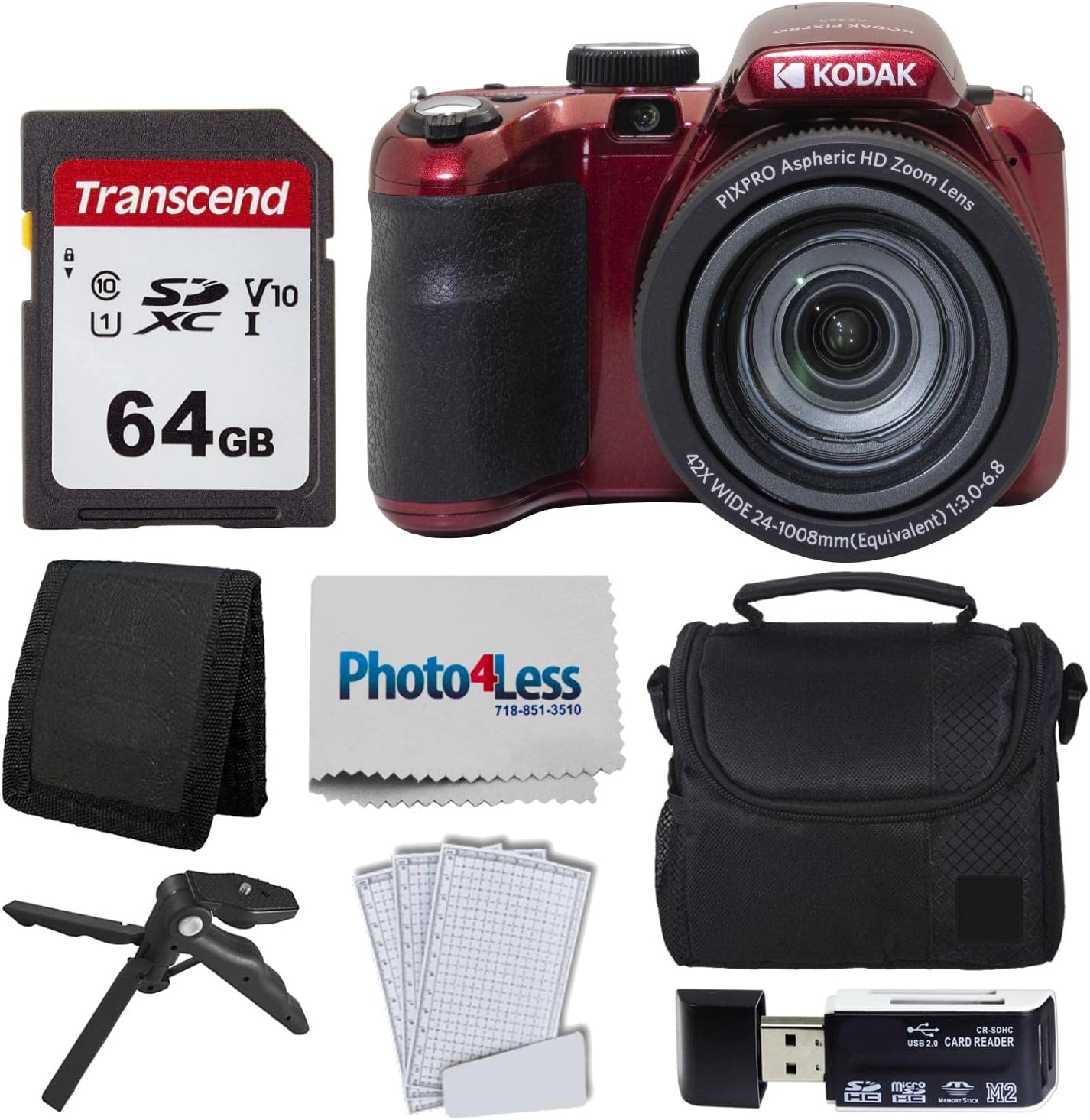 KODAK Pixpro FZ55 Digital Camera Bundle, Includes SanDisk 128GB Memory Card, Hard
