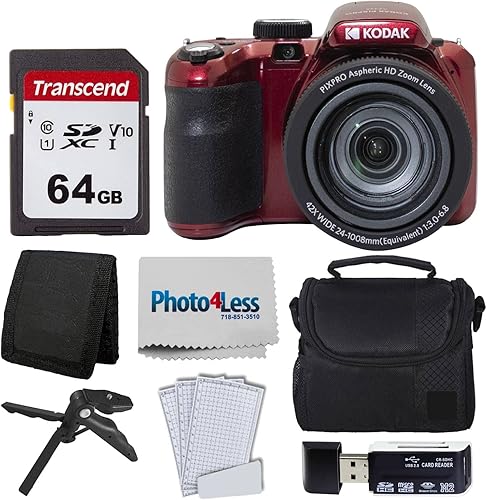 Miniatura 8 de Kodak PIXPRO AZ425 - Paquete de cámara digital con tarjeta de memoria de 64 GB + funda para cámara (negro) + lector de tarjetas USB + trípode de