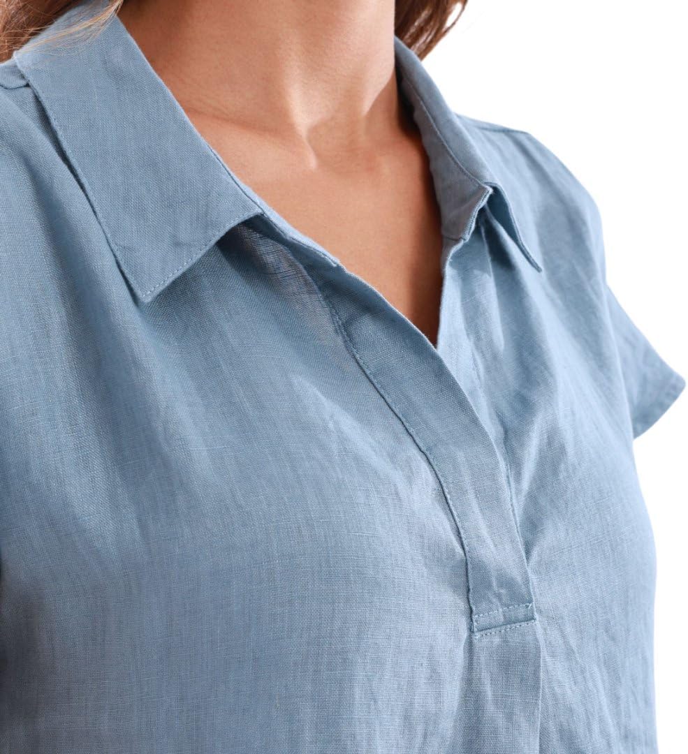 Amazhiyu Women's 100% Linen Summer Above Knee Length Dresses Casual Short Sleeve - Image 4