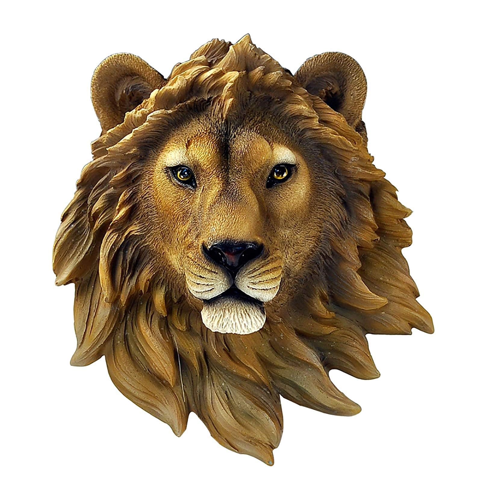 YUZDNM Animal Lion Head Head Wall Decor Realistic Wall Mounted Head Statue Resin Animal Head Sculpture Home Wall Decoration Wall Mounted-Lion Head