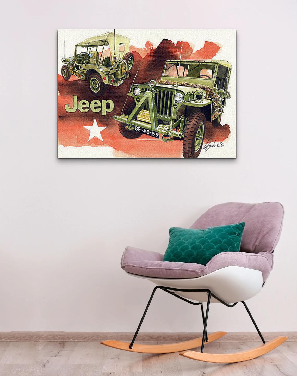 GADGETS WRAP Canvas Gallery Wrap Framed for Home Office Studio Living Room Decoration (22x14inch) - Willys Jeep Mb #1