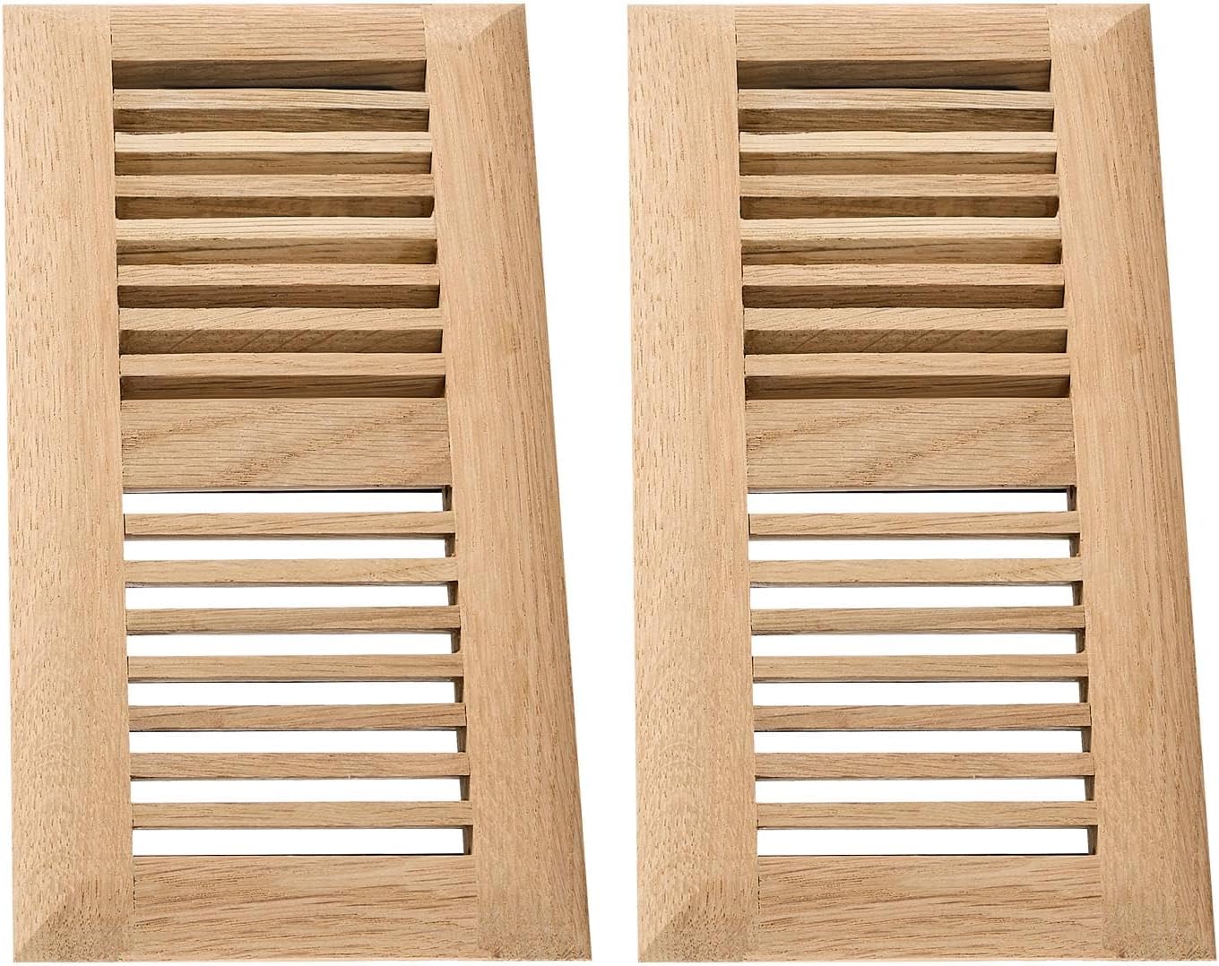 2Pcs Qirui Red Oak Hardwood Drop in Floor Register, 4X10 Inch, High Output Air Flow, with Damper, Unfinished