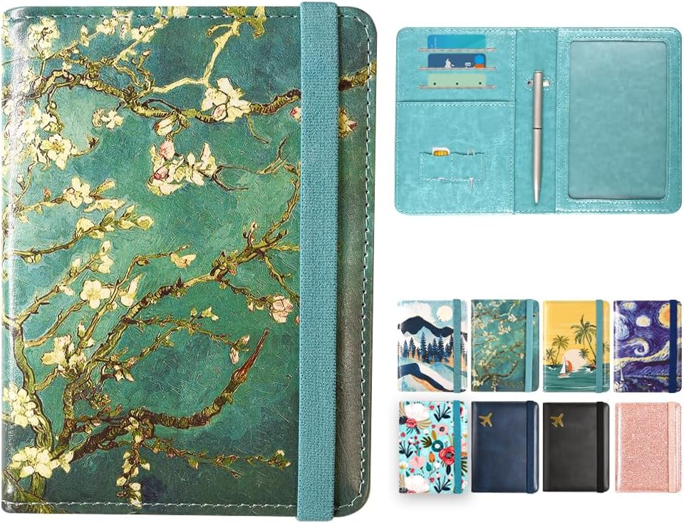 DMLuna Soporte para pasaporte de piel sintética de alta calidad, cartera de pasaporte de viaje con bloqueo RFID, funda para pasaporte, organizador