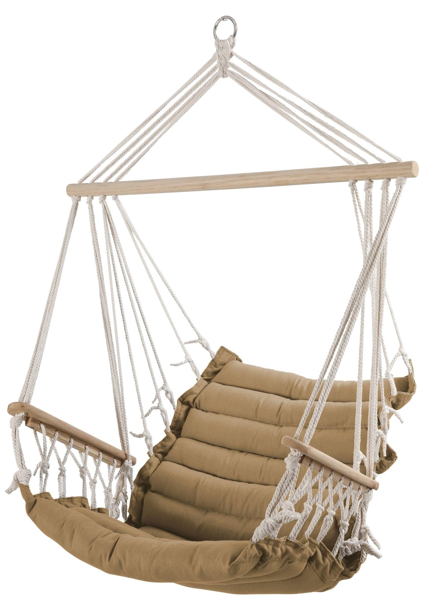Fauteuil suspendu design Maly - Marron - Panier suspendu d'intérieur - Fauteuil flottant en tissu avec accoudoirs et coussin d'assise extrêmement confortable - 6 cm d'épaisseur (sans siège suspendu)