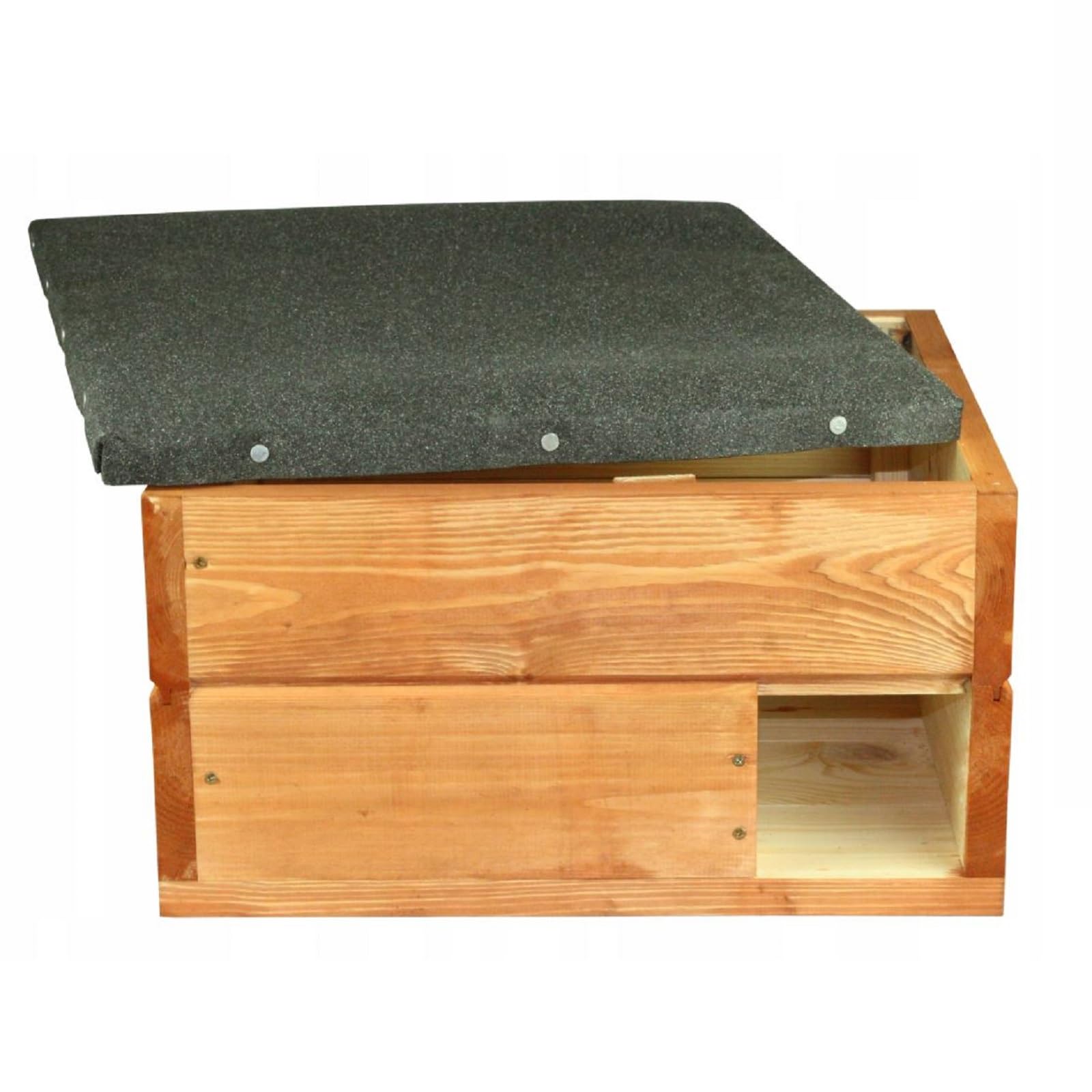 QLS Igelhaus aus Holz mit abnehmbarem Dach 45 x 45 cm Natur | Imprägnierte Konstruktion mit 2 cm starken Brettern. Höhe 27 cm, Eingangsöffnung 11 x 11 cm für geschützte Rückzugsplätze