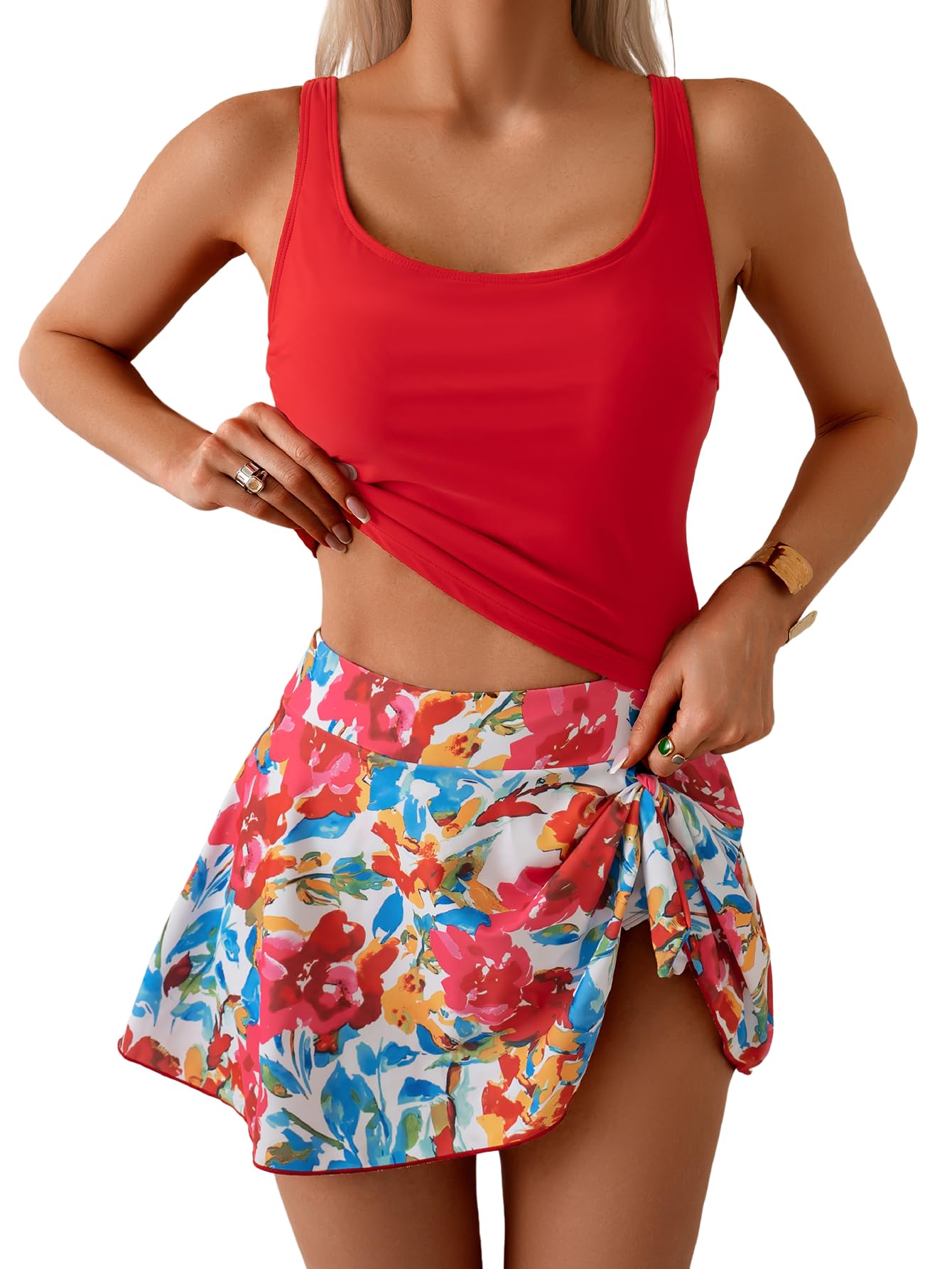 Photo 1 of Eomenie Tankini Swimsuits for Women Tank Top with High Waisted Swim Skirt L