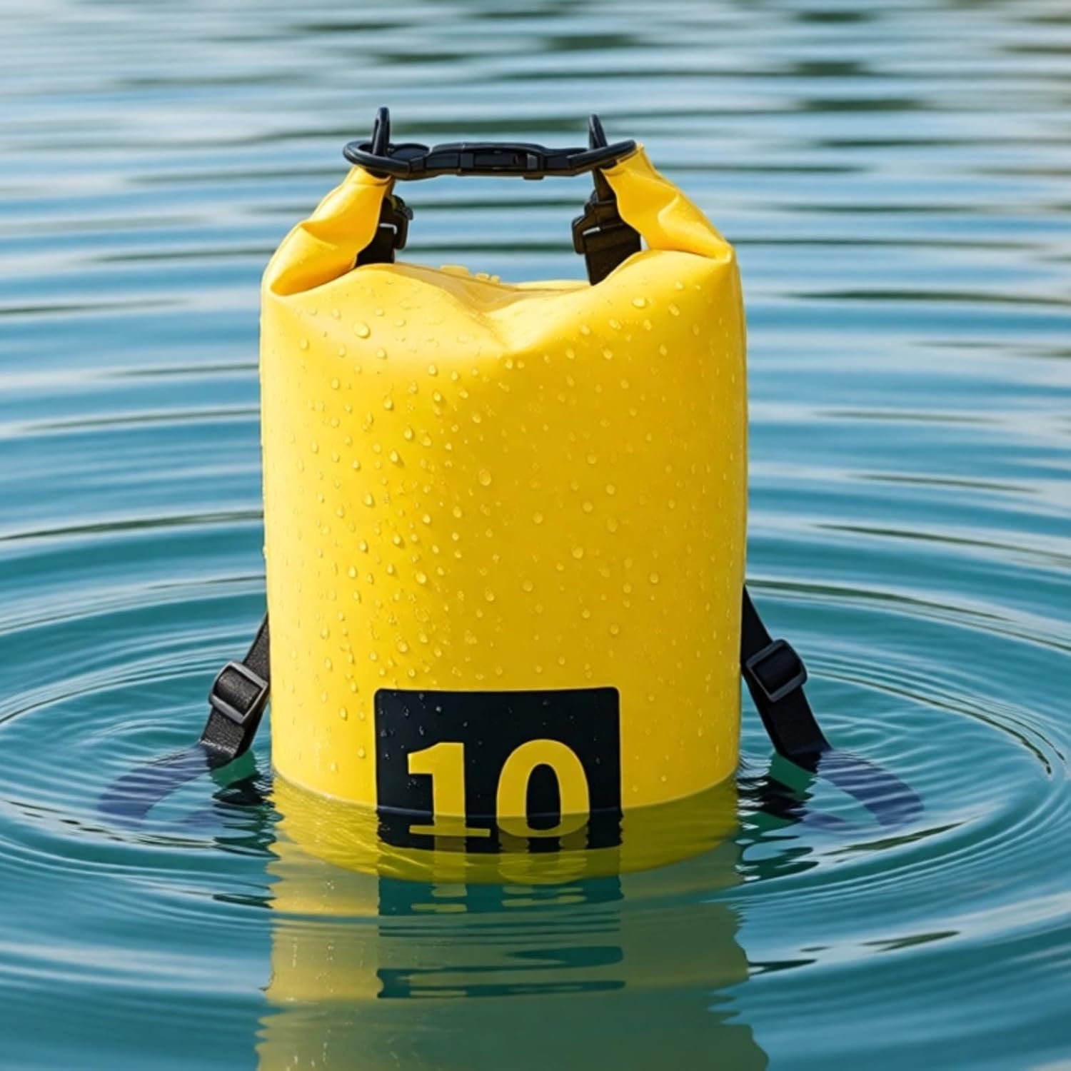 Waterproof Dry Bag 338 fl oz / 10 L, PVC Roll Top Design for Dependable Waterproofing, Carry with Single or Double Shoulder Straps, for Rafting, Dry Bag, Swimming, Beach