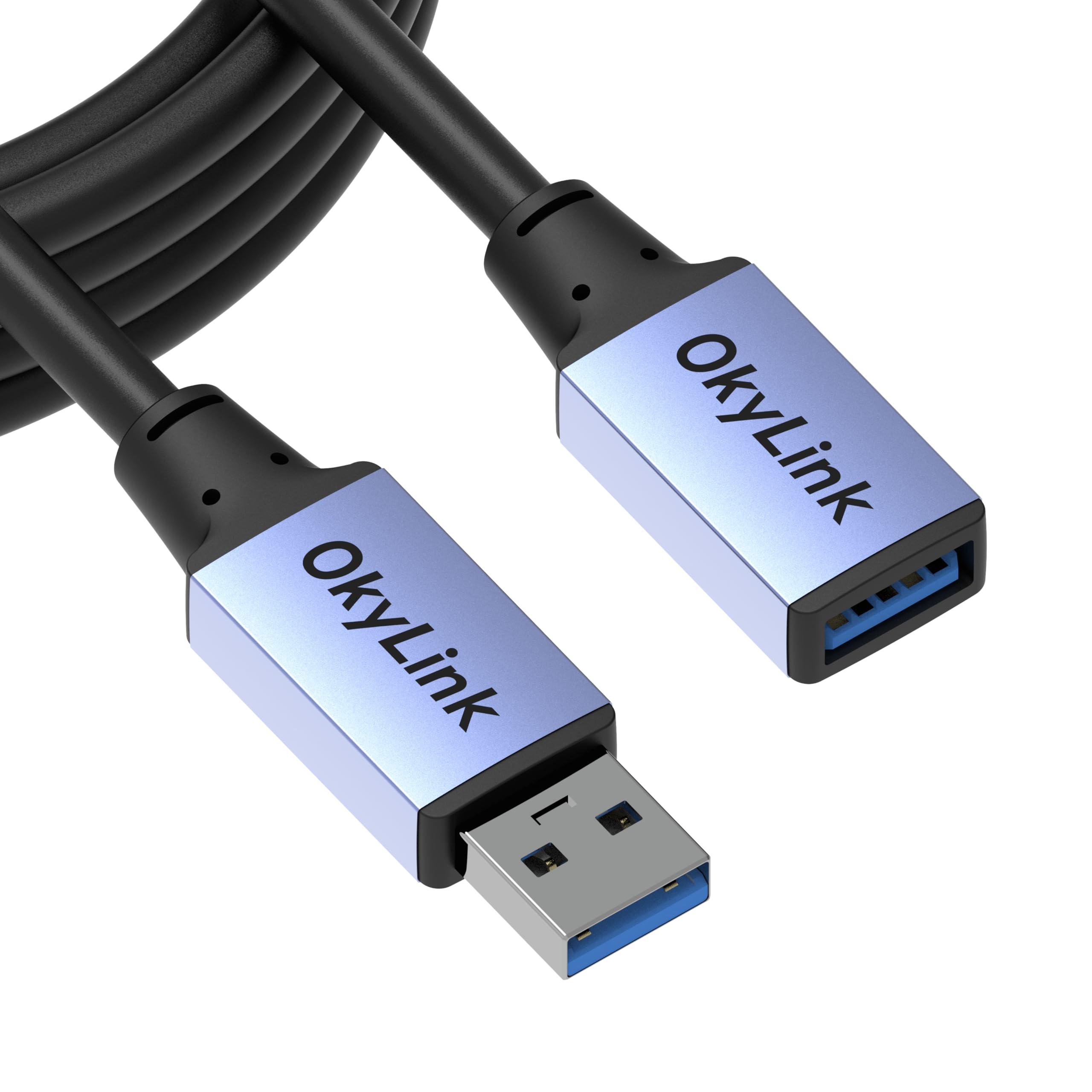 OkyLink USB 3.0/3.2 Gen 1 Verlängerungskabel USB-A auf USB-A, Stecker auf Buchse, 5Gbps, 3m | 3 m, mit Aluminiumgehäuse, Plug-and-Play, für Festplatte, SSD, Drucker, PC