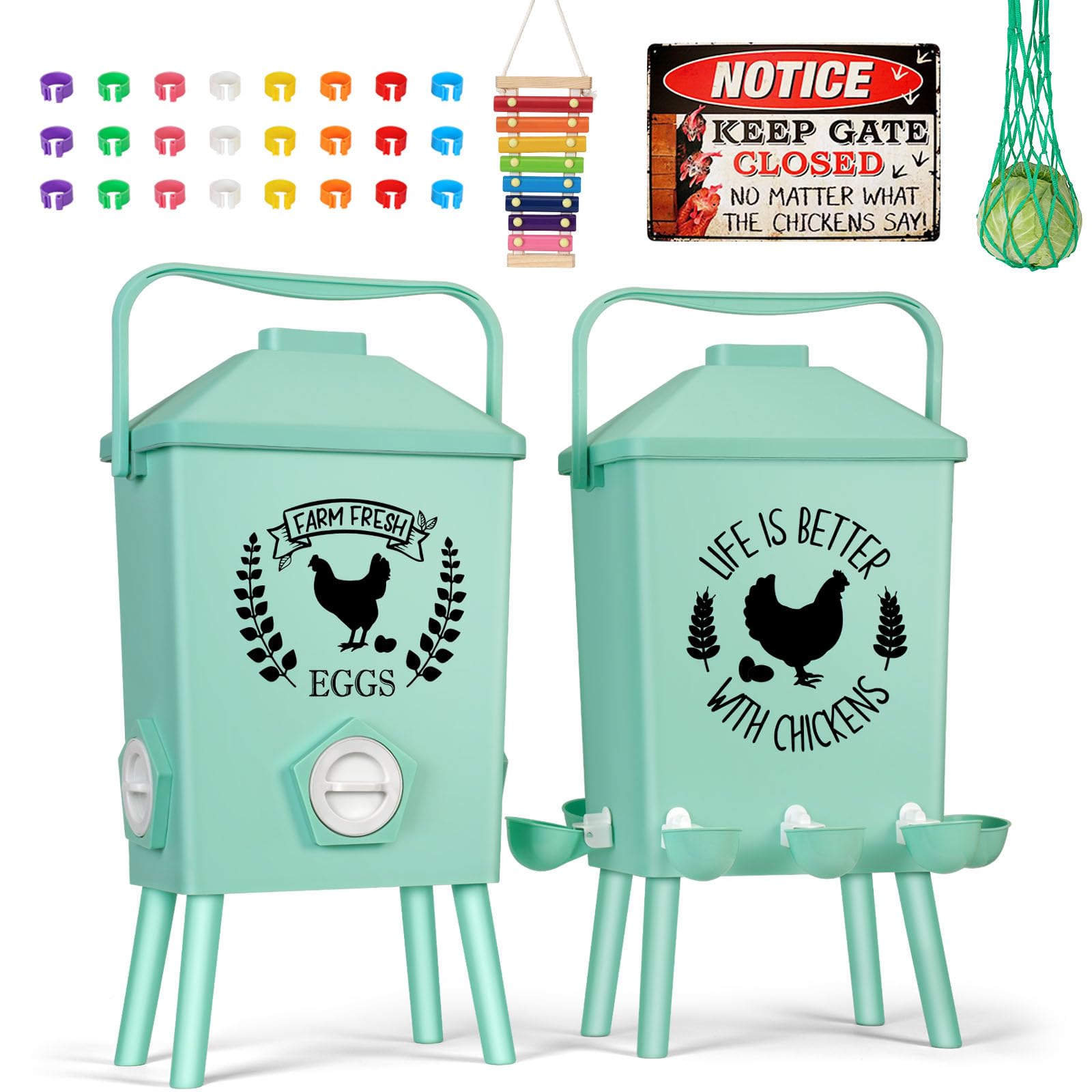 ‎Tgeyd Hanging Chicken Feeder and Waterer Set, Wall Mount Design