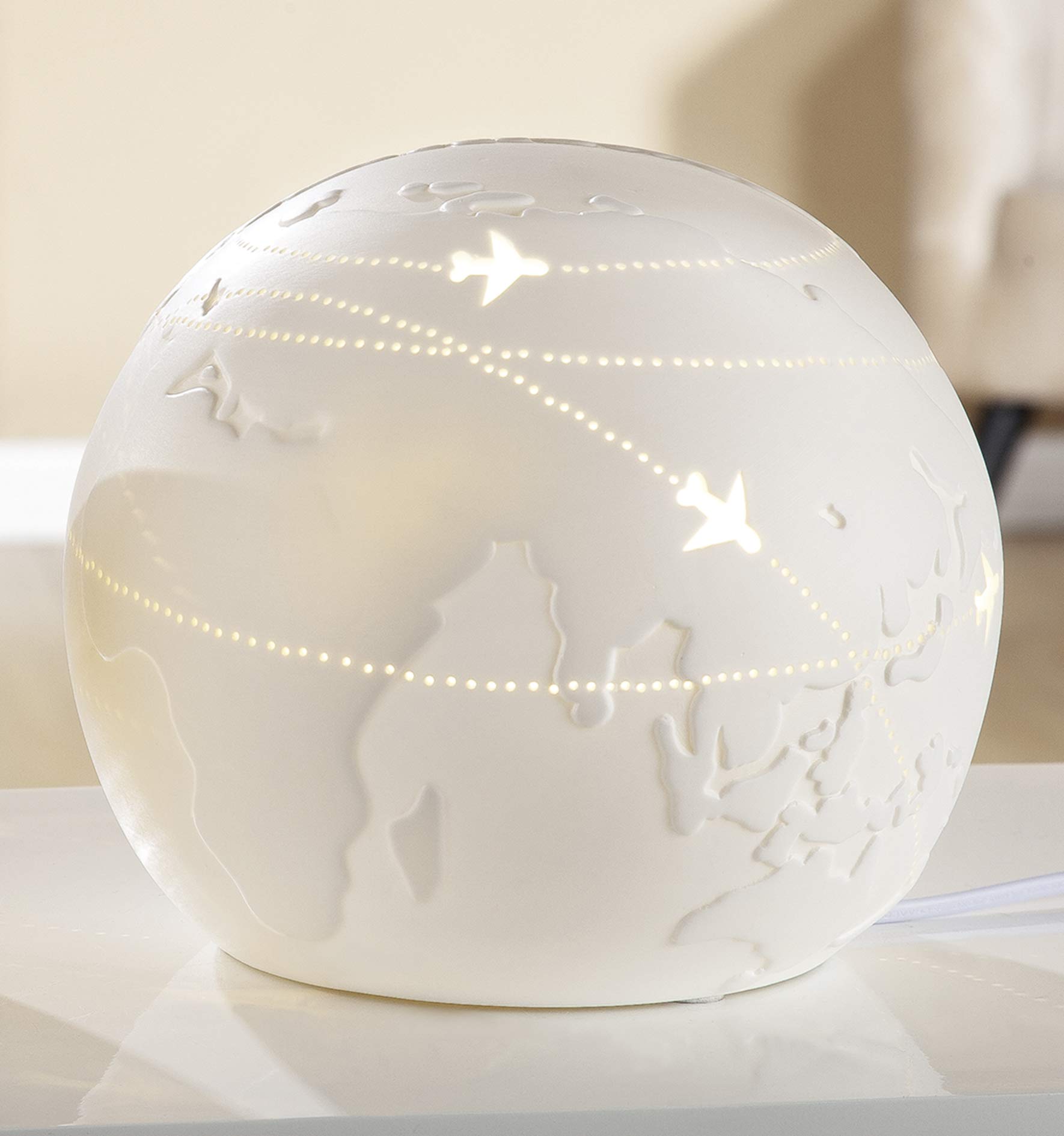 LAMPADESIGN Nachttischlampen Paar FIOCCO – Weiße Kugel, Durchmesser 23 Cm, Mit LED-Leuchtmittel, Montiert Geliefert