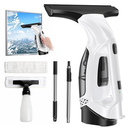 Window Vacuum Squeegee,2200mAh, Cordless Extendable Pole
