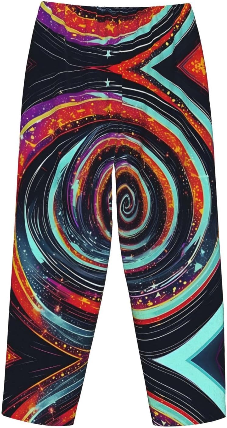 Space Spiral Cosmic Print Cozy Christmas Pajama Pants,Flannel Pajama Bottoms,Cater To Various Body Types