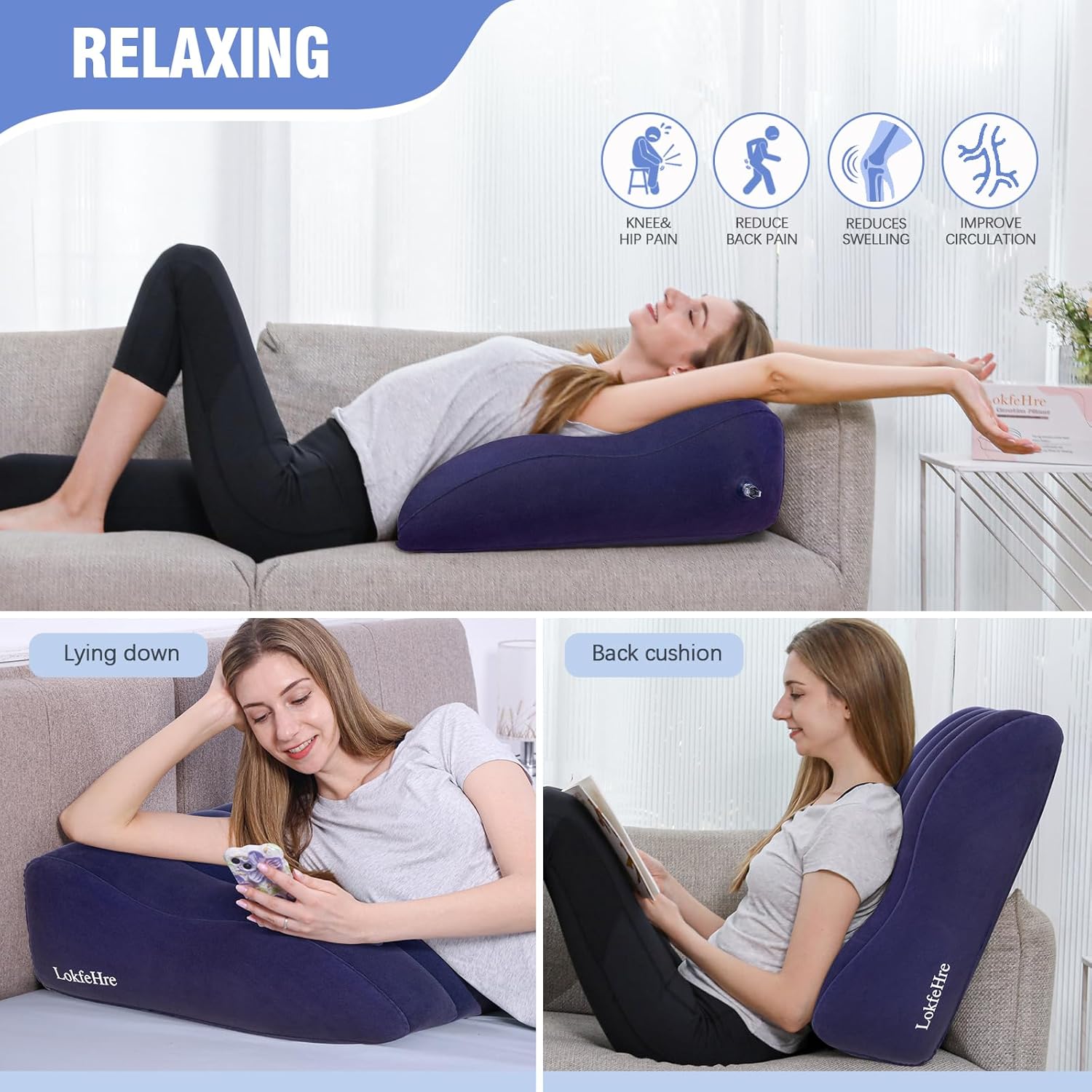 Almohada de cuña para dormir Almohada inflable de elevación de