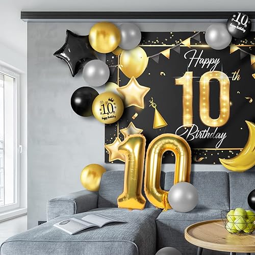 Miniatura 53 de Juego de globos dorados de feliz cumpleaños número 31 – Saludos a los 31 años de edad, guirnalda temática de fiesta con estrellas y luna, decoración