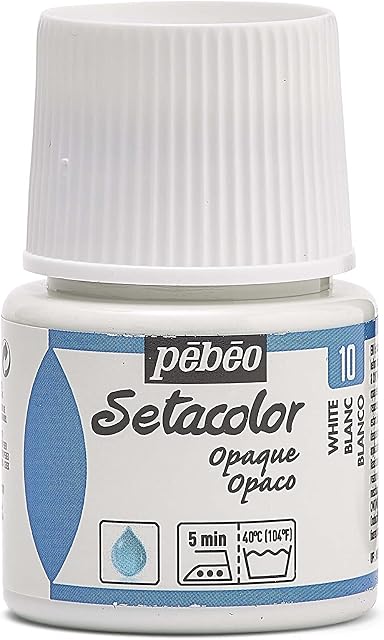 PEBEO 295-010 Setacolor Opaque Fabric Paint Bottle, Titanium White, 45-Milliliter