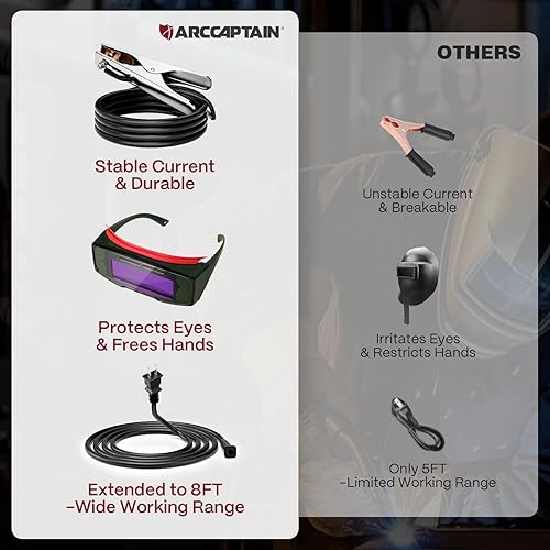 Miniatura 7 de ARCCAPTAIN Elegante soldador de mano, máquina de soldadura portátil de 110 V con inversor IGBT, soldador de palo de 120 A con gafas de