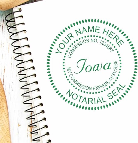 Vista 13 de Iowa Notary Public Stamp - Sello de notario redondo preentintado de calidad IA, ideal para notario público de Iowa, duradero y duradero, diámetro