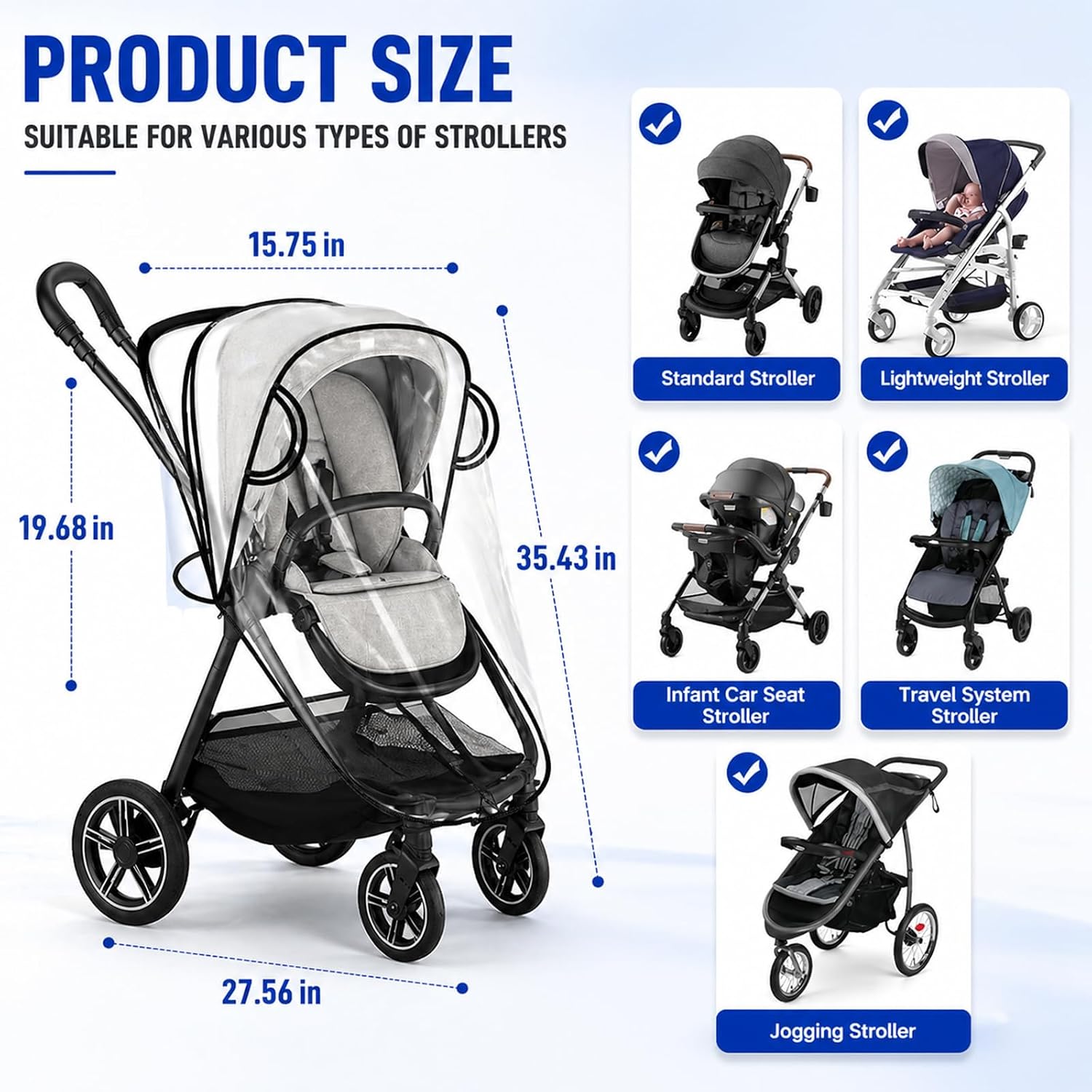 Stroller Rain Cover with Nuna Stroller,Clear Stroller Rain Cover,Windproof Travel Weather Shield,Protect from Dust Snow,Breathable Ventilation and Easy Access for Trip Use,Daily Walks