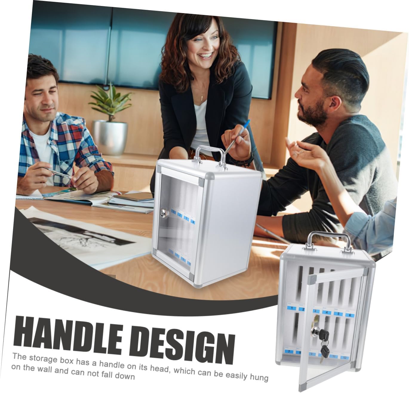 Mobile Phone Storage Locker Cabinet with 12 Slots Lockable Phone Organizing Box with Handle for Office and School Use