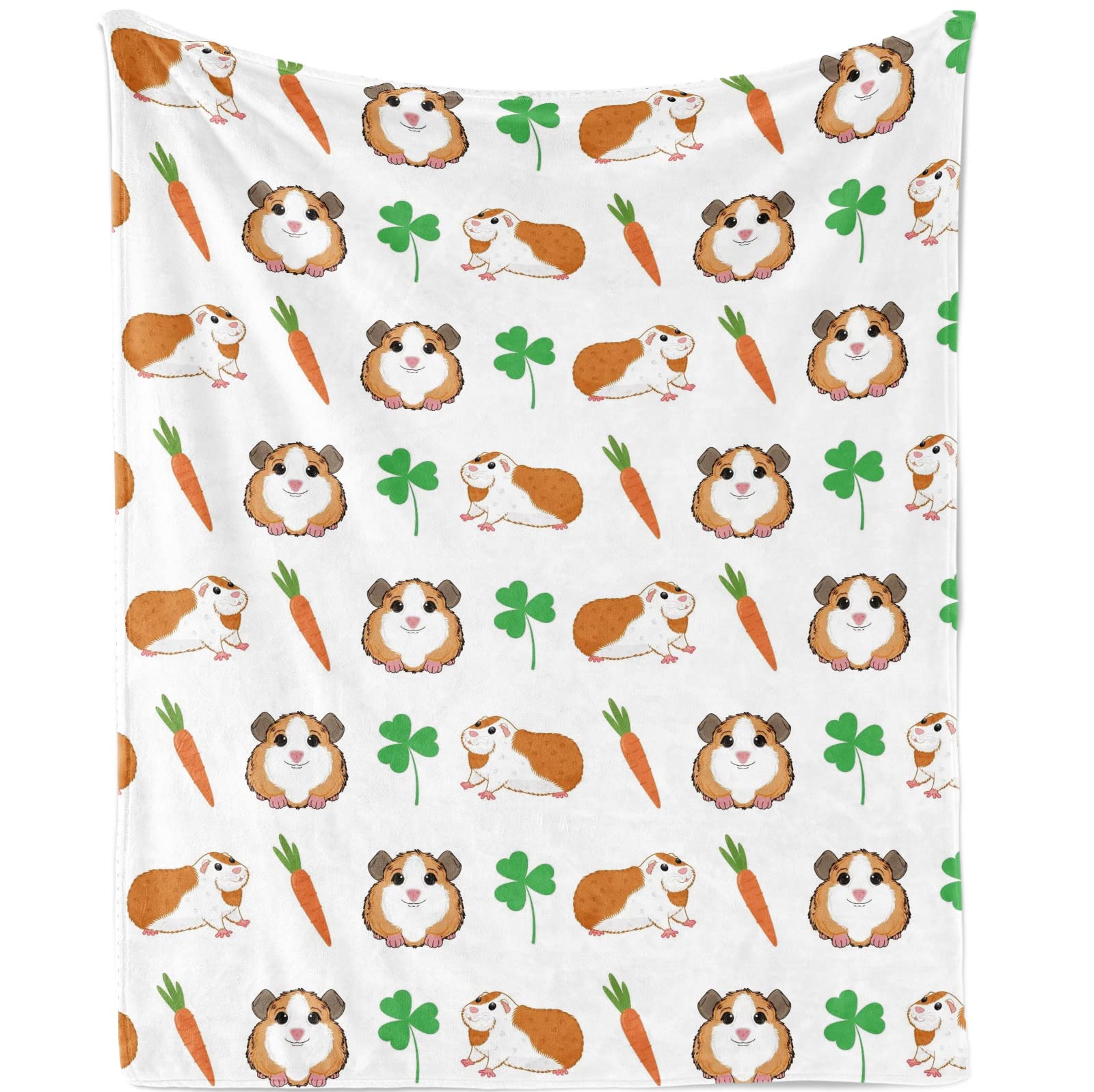 Guinea Pig Blanket Cute for Girls, Cartoon Carrots Shamrock Animal Printed Blanket for Baby Kids Boys Girls Guinea Pig Lovers, Soft Lightweight Fleece Patterned Throw Blanket for Pet - 50 × 40 inches