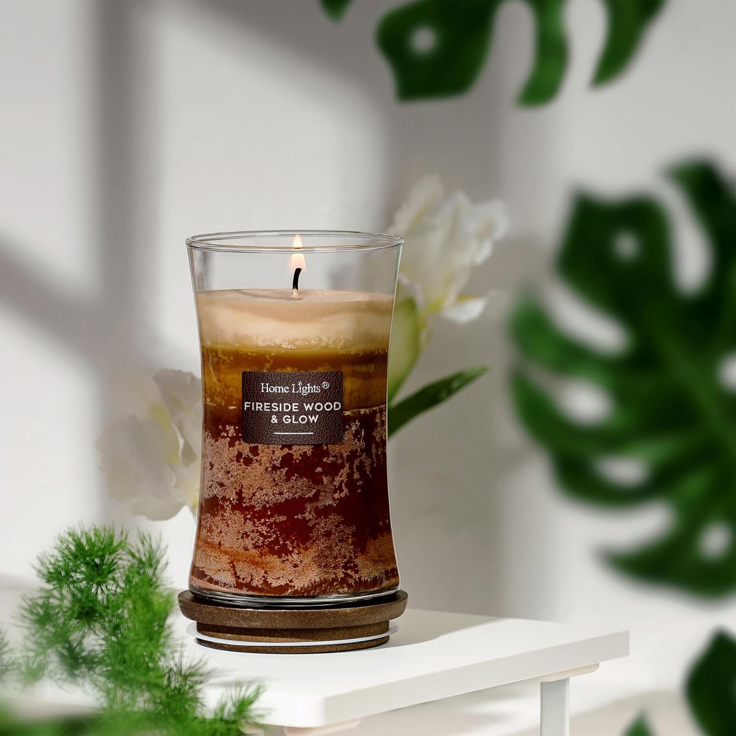 HomeLights 3-Layer Candles for Home Scented, 21.52 OZ Natural Soy Wax Scented Candles Burns Up to 100 Hours, Large Jar, Fireside Wood & Glow - Image 3