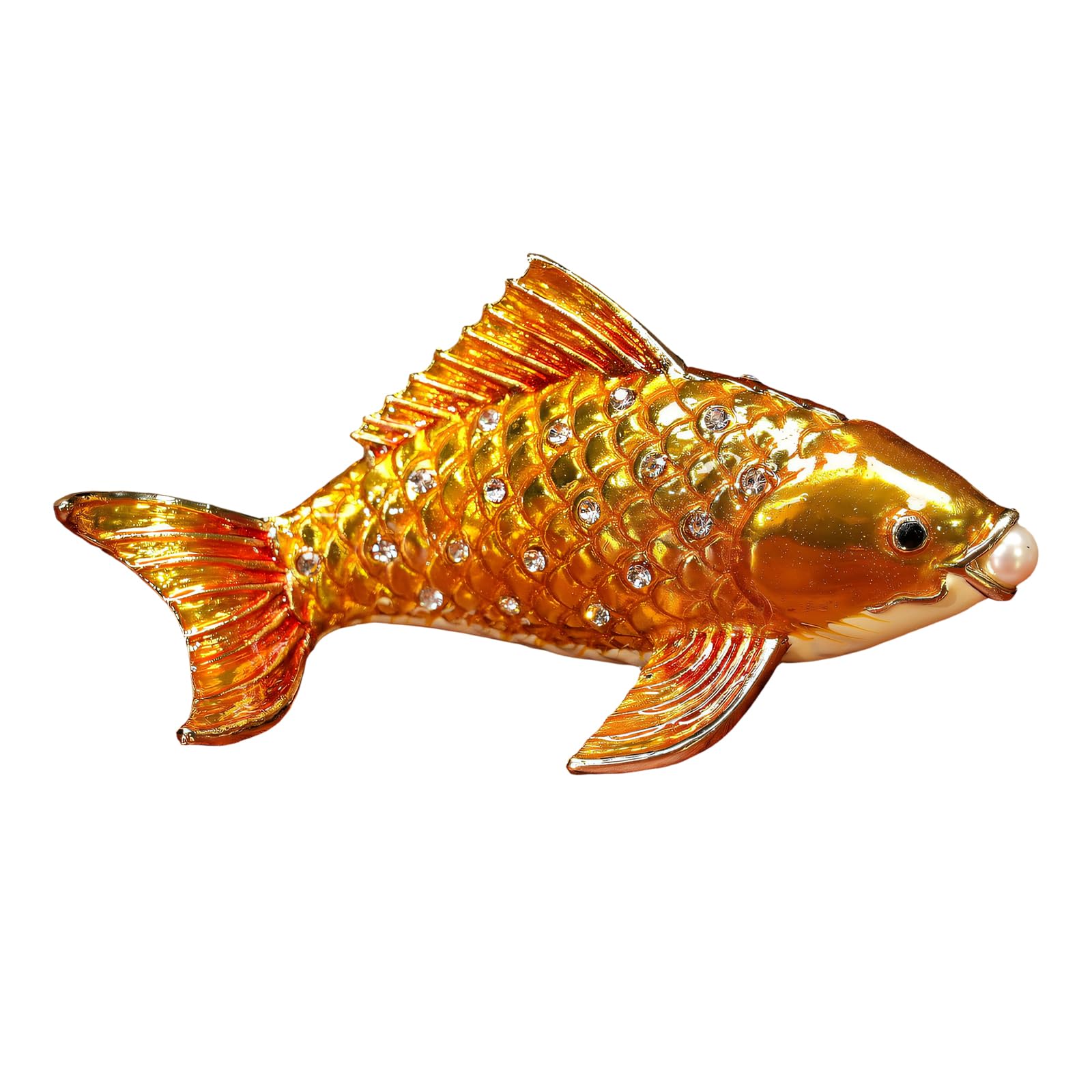Asukohu Handcraft Retro Fish Jewelry Organizers with Spacious Compartments Suitable for Bedroom Dresser Display Handcraft Metal Mixture Box