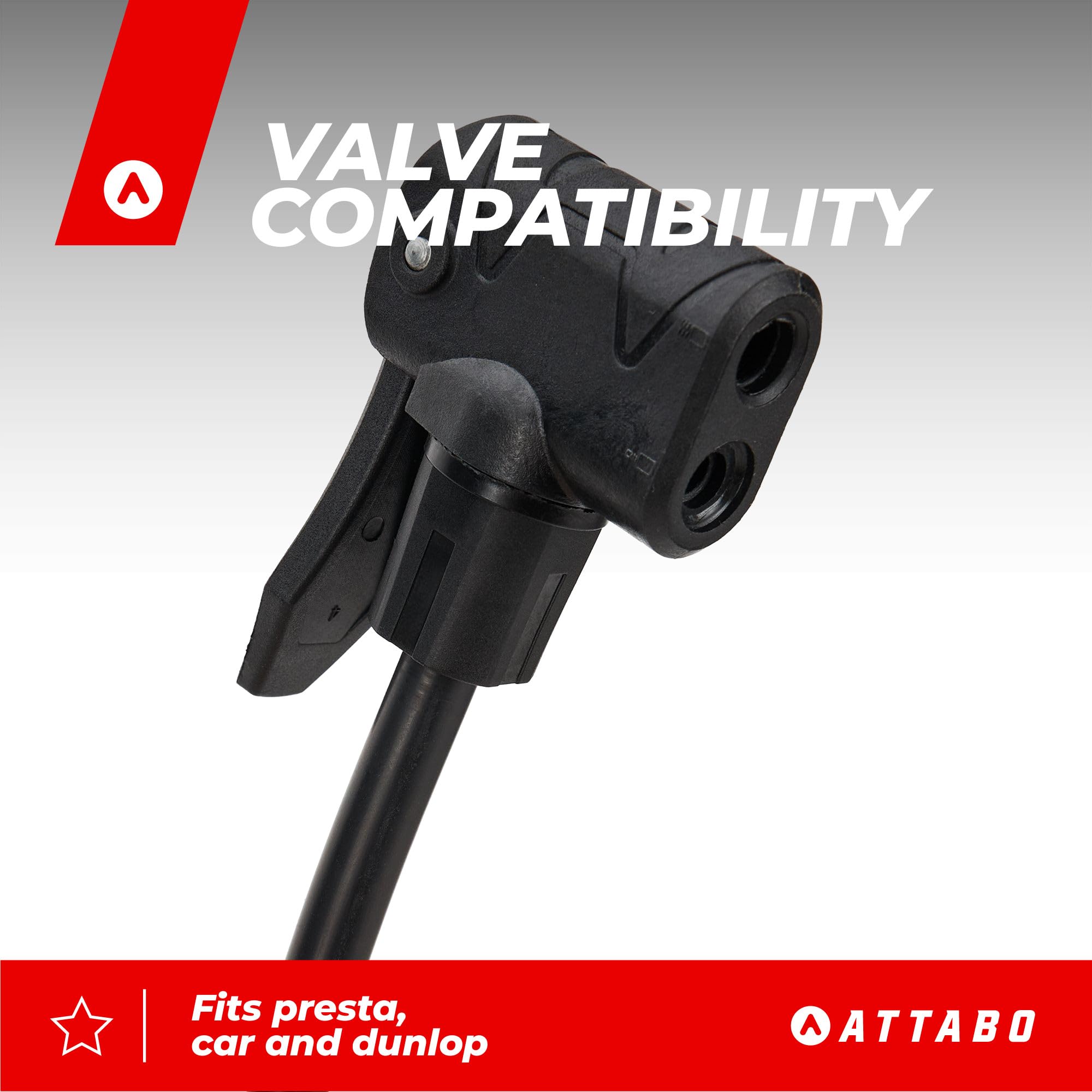 ATTABO WP.2 Pompka rowerowa z cyfrowym manometrem do 200 PSI (13,8 bar) – pompa podłogowa z uniwersalną głowicą zaworu do Presta FV Schrader AV Dunlop DV – stabilna podstawa ergonomiczny uchwyt do MTB