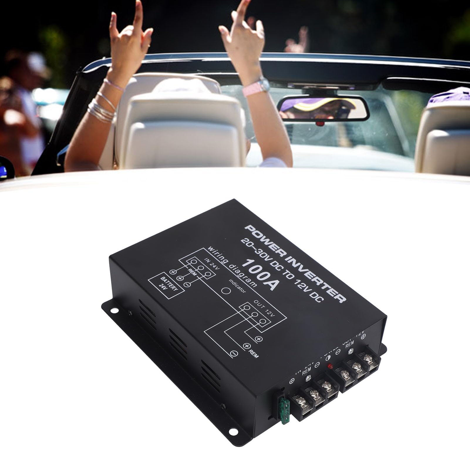 Convertisseur abaisseur de tension 24 V vers 12 V avec contrôle de température pour voitures, camions, camping-cars, SUV, bus, alimentation (100 A)