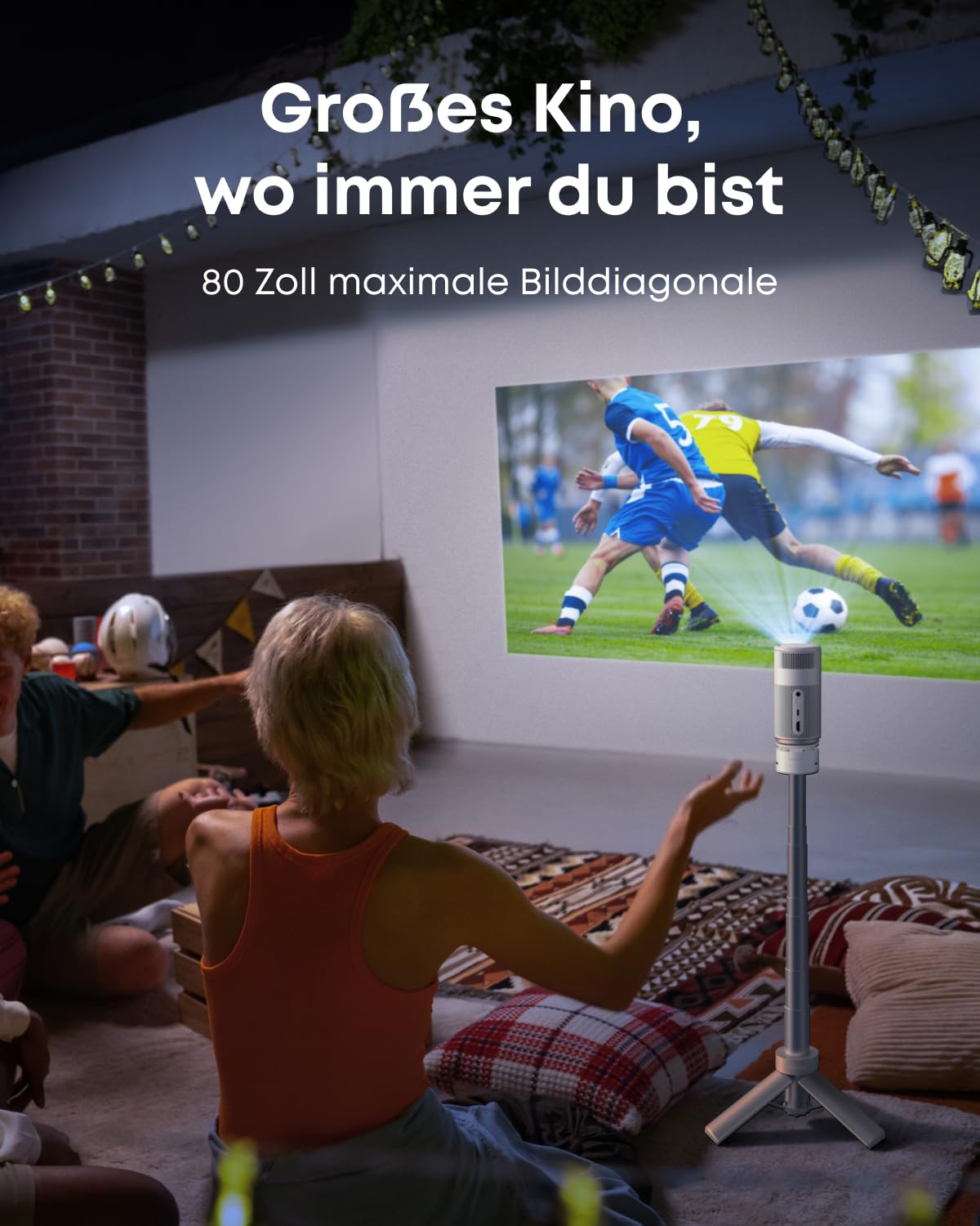 NEBULA Capsule Air Projektor mit Google TV, offiziell Lizenziertes Netflix, 720p Smarter Mini-Beamer mit WLAN & Bluetooth, 2 Stunden Akku, Dolby Digital, ultrakompakt für Flexible Nutzung