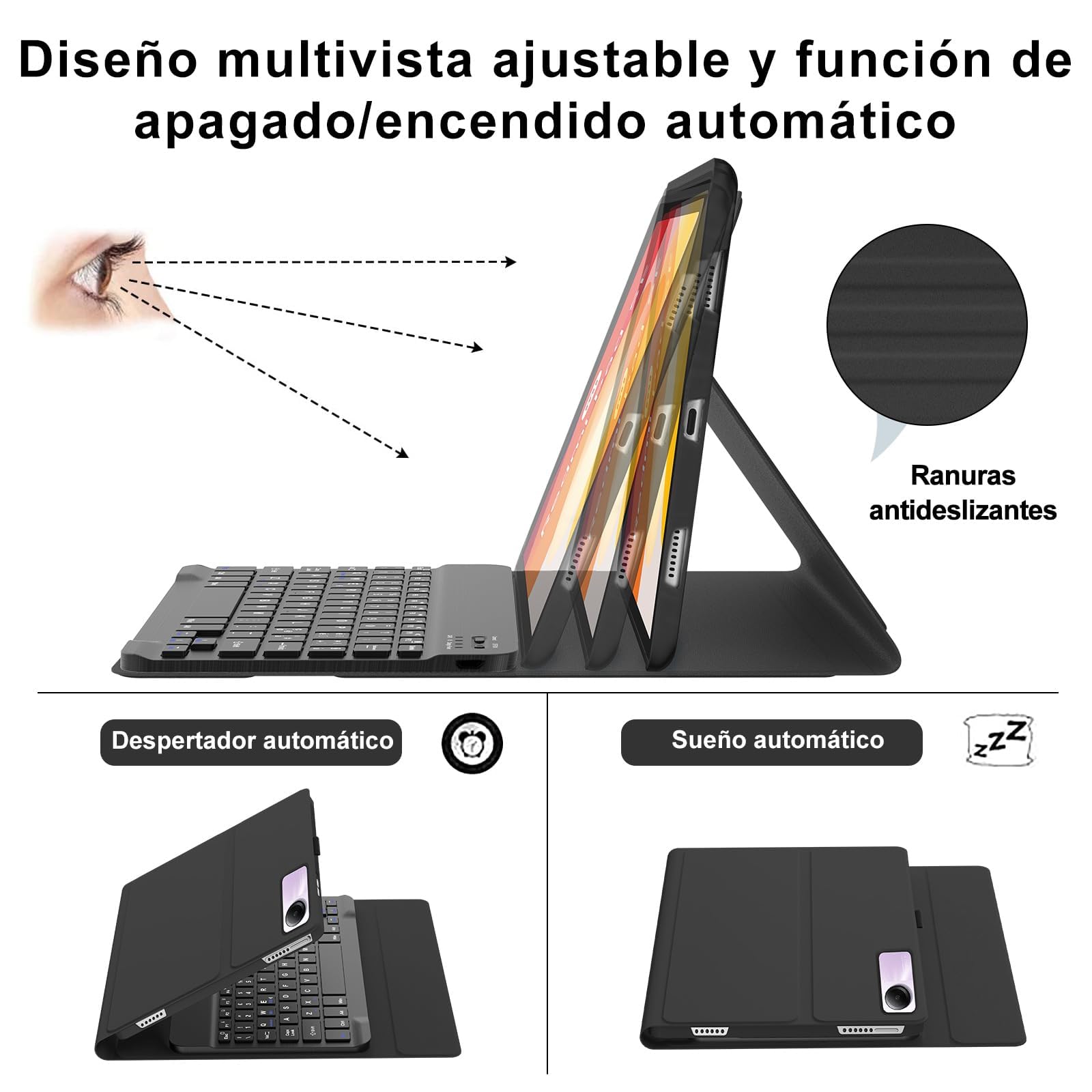 IVEOPPE Tastiera Xiaomi Redmi Pad SE, Xiaomi Redmi Pad SE Cover con Tastiera, Custodia Tastiera Italiano Bluetooth Magnetica Staccabile per Tablet Xiaomi Redmi Pad SE 11 pollici 2023, Nero