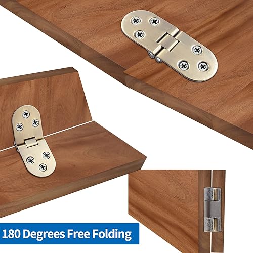 Miniatura 4 de Auvotuis 4 bisagras de mesa plegables resistentes, para máquina de coser de bronce, bisagra superior abatible de aleación de zinc, bisagra de