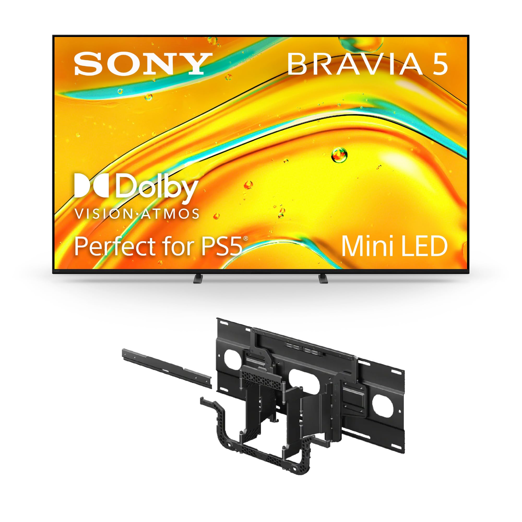 Sony BRAVIA 5 75-Inch 4K Mini LED Smart TV (K-75XR50, 2025 Model) with Ultra-Slim Wall Mount Bracket (SU-WL905) Bundle