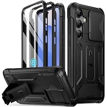 Poetic Spartan Case for Galaxy S25 6.2", [Slide Camera Cover] [Screen Protector Works with Fingerprint ID] Military Grade Rugged Shockproof S25 Phone Case with Kickstand, Matte Black