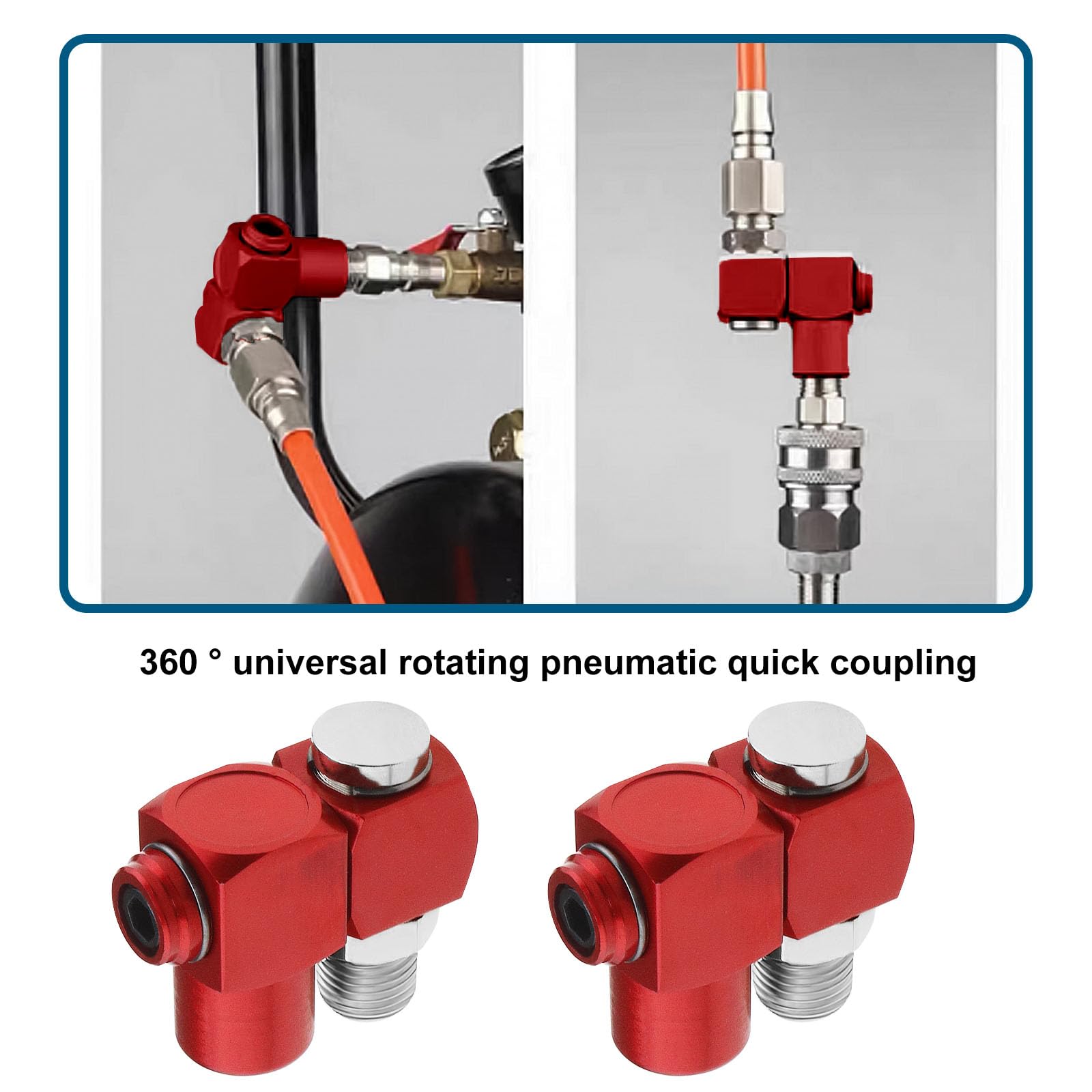 4-Pack 1/4” NPT Air Hose Swivel Connectors – 360° Rotatable, Aluminum, 150 PSI Max For Pneumatic Tools
